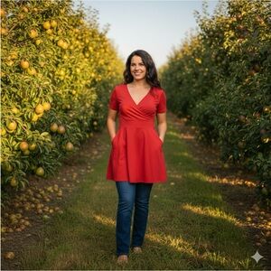 🌺NWOT🌺 Short Sleeved Red Tie Top
